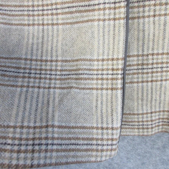 DKNY Women's Plaid Wool-Blend Pea Coat Academia Collar Outwear Jacket Tan M 1198 - Picture 8 of 14